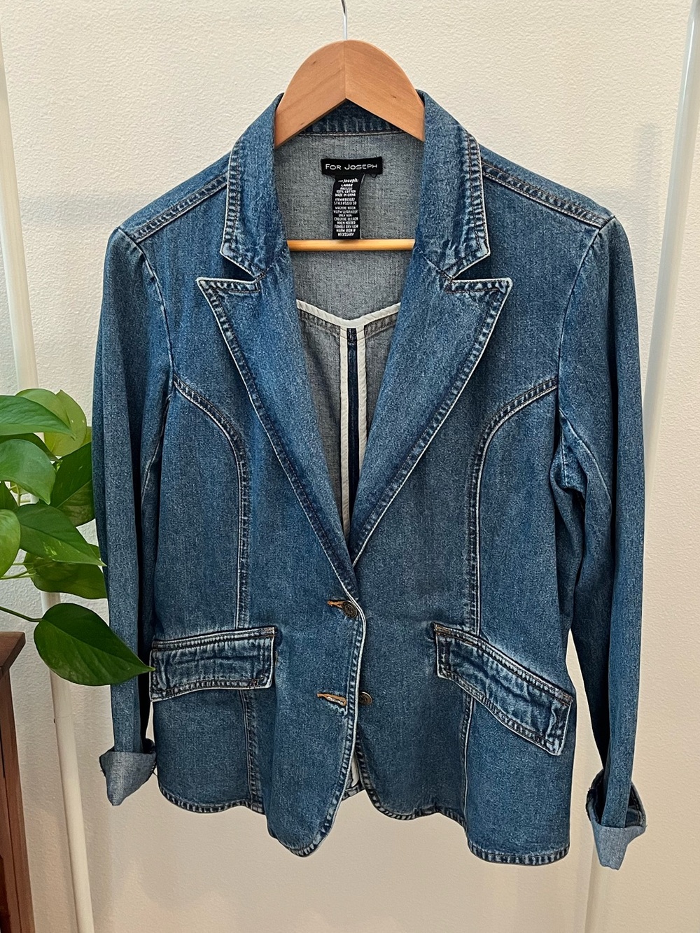 FOR JOSEPH Vintage Denim Blazer Jacket, Size L